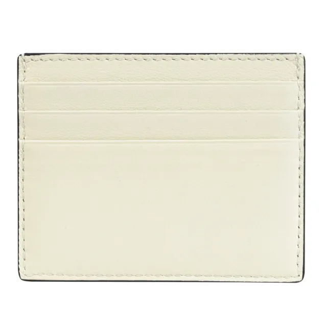 【PRADA 普拉達】簡約燙金LOGO皮革信用卡證件名片隨身卡夾(米白)