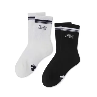 【DESCENTE】迪桑特  中性 基本款運動襪 中筒襪(黑色/白色)