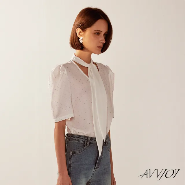 【AVVJOY 艾薇卓爾】燙鉆短袖上衣(上衣 短袖 大學t 短袖上衣 短袖t恤 寬鬆上衣 CLA0509TP)