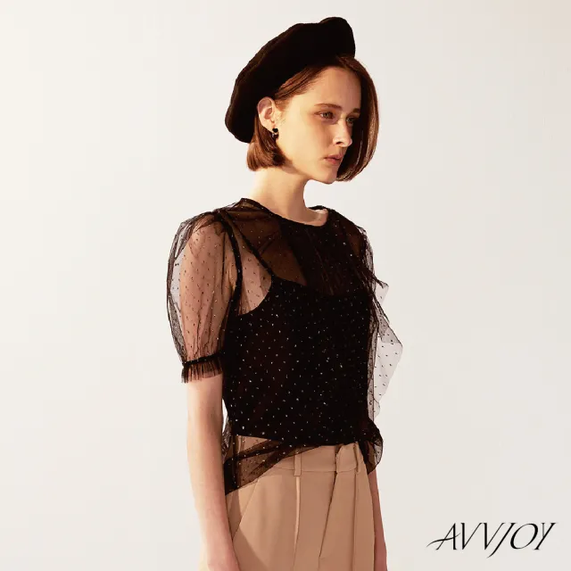 【AVVJOY 艾薇卓爾】網紗短袖上衣(上衣 短袖 大學t 短袖上衣 短袖t恤 寬鬆上衣 CLA0513TP)