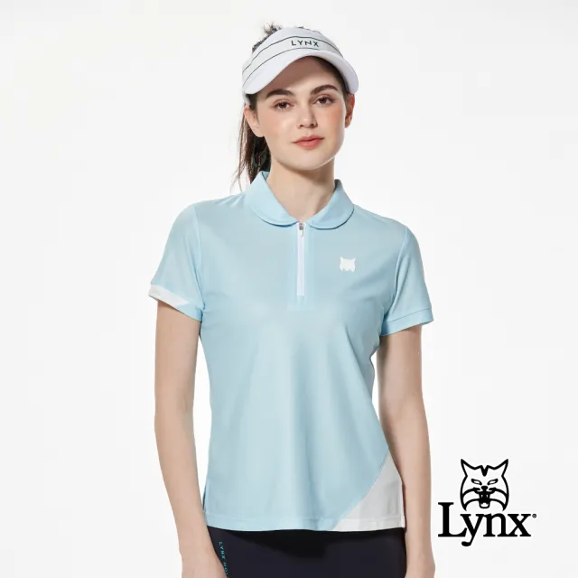 【Lynx Golf】首爾高桿風格！女款合身版吸濕排汗下擺開杈短袖小翻領POLO衫/高爾夫球衫(二色)
