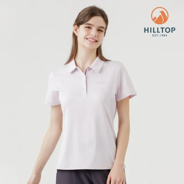 【Hilltop 山頂鳥】Polygiene抗菌抗UV吸濕快乾施華洛世奇燙鑽POLO衫 女款  淺粉｜PS14XFL1ECF0