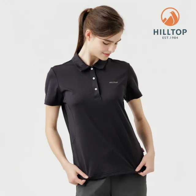 【Hilltop 山頂鳥】Polygiene抗菌抗UV吸濕快乾施華洛世奇燙鑽POLO衫 女款 黑|PS14XFL1ECA0