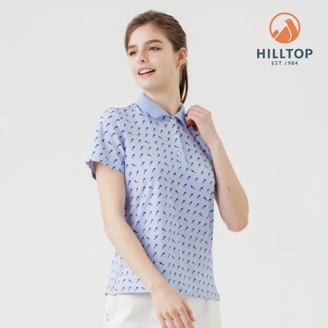 【Hilltop 山頂鳥】Polygiene抗菌抗UV吸濕快乾印花POLO衫 女款 藍｜PS14XFL2ECEZ