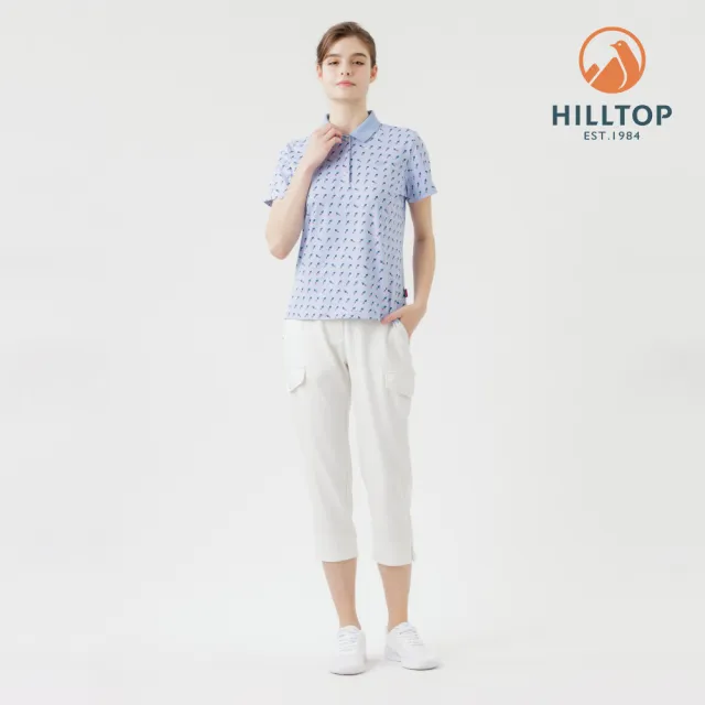【Hilltop 山頂鳥】Polygiene抗菌抗UV吸濕快乾印花POLO衫 女款 藍｜PS14XFL2ECEZ