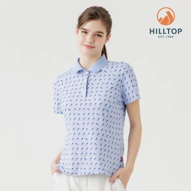 【Hilltop 山頂鳥】Polygiene抗菌抗UV吸濕快乾印花POLO衫 女款 藍｜PS14XFL2ECEZ