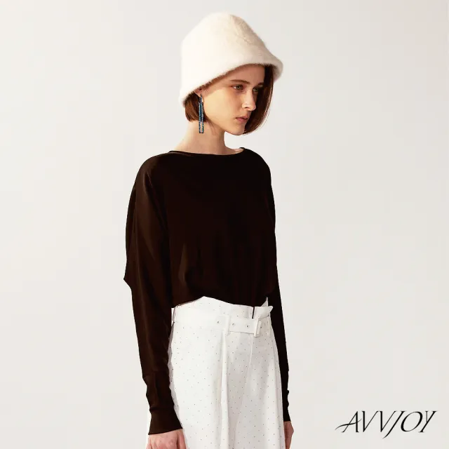 【AVVJOY 艾薇卓爾】小V領上衣(上衣 長袖 大學t 長袖上衣 長袖t恤 寬鬆上衣 CLA0297TP)