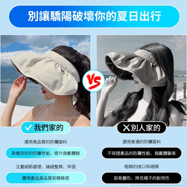 【iFile】抗UV折疊防曬帽 空頂遮陽帽 貝殼帽 百搭顯臉小 髮箍太陽帽