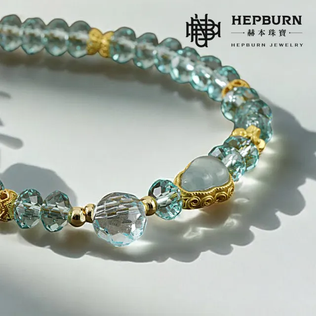 【赫本珠寶】設計款-水滴切面水晶藍水翡翠葫蘆手鍊