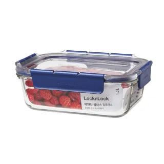 【LocknLock 樂扣樂扣】官方直營 頂級透明耐熱玻璃保鮮盒 1000ml/長方形