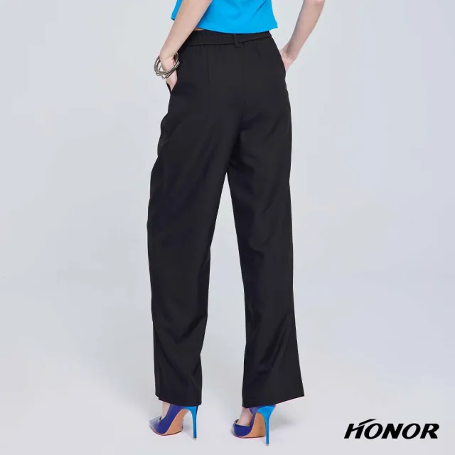 【HONOR 山形屋】出清品 簡約質感高腰垂墜感西裝寬褲-黑(限定出清)