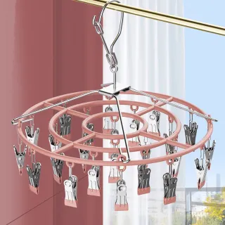 【WE CHAMP】不鏽鋼圓形晾曬夾-24夾(內衣架/晾衣架/襪子夾)