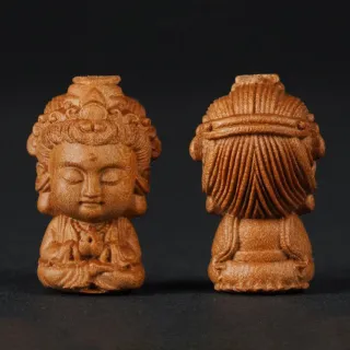 【MoonDy】觀世音菩薩 串珠配件 精品吊飾 擺飾 木雕 守護神 觀音佛像 檀香 辟邪 招財納福 保平安 禮物