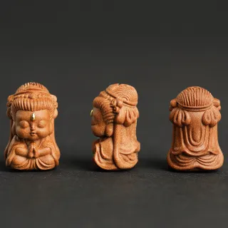 【MoonDy】觀世音菩薩 手串配飾 觀音佛像 可愛卡通 吊墜 檀香 木雕 守護神 護身符 招財納福 保平安 禮物