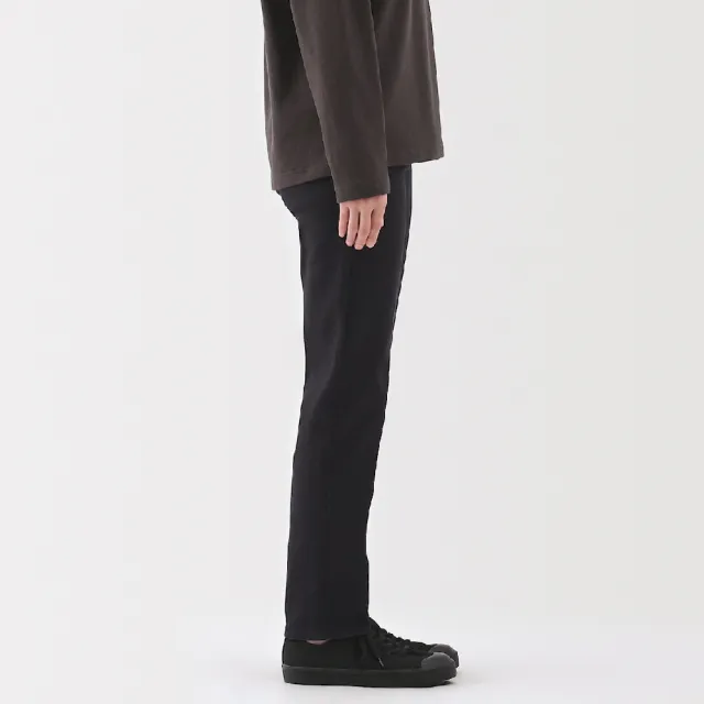 【MUJI 無印良品】女彈性丹寧合身直筒褲 黑色