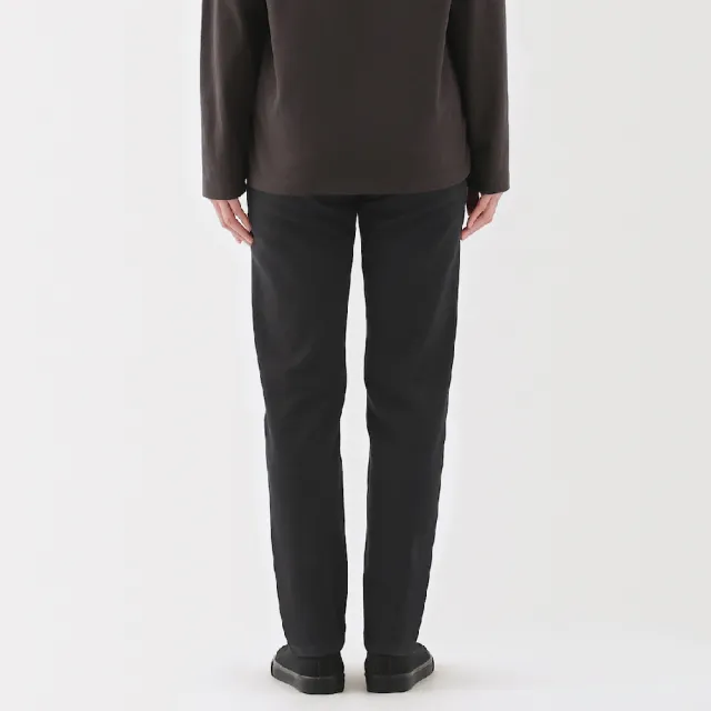 【MUJI 無印良品】女彈性丹寧合身直筒褲 黑色