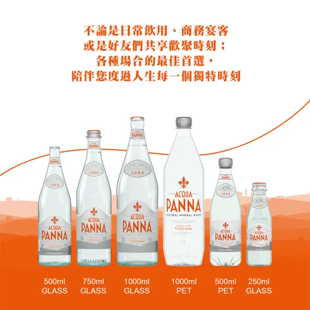 【Acqua Panna 普娜】天然礦泉水玻璃瓶裝500mlx24入/箱