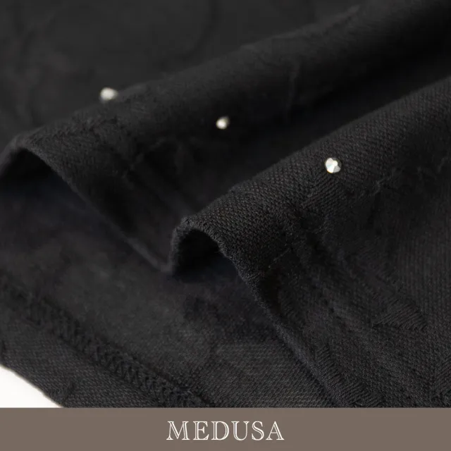 【MEDUSA 曼度莎】現貨-水鑽點點緹花微透上衣（M-2L）｜女上衣 氣質上衣 短袖上衣(601-30101)