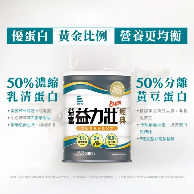 【益富】益力壯Plus經典 營養均衡配方 800g(乳清蛋白+黃豆蛋白)