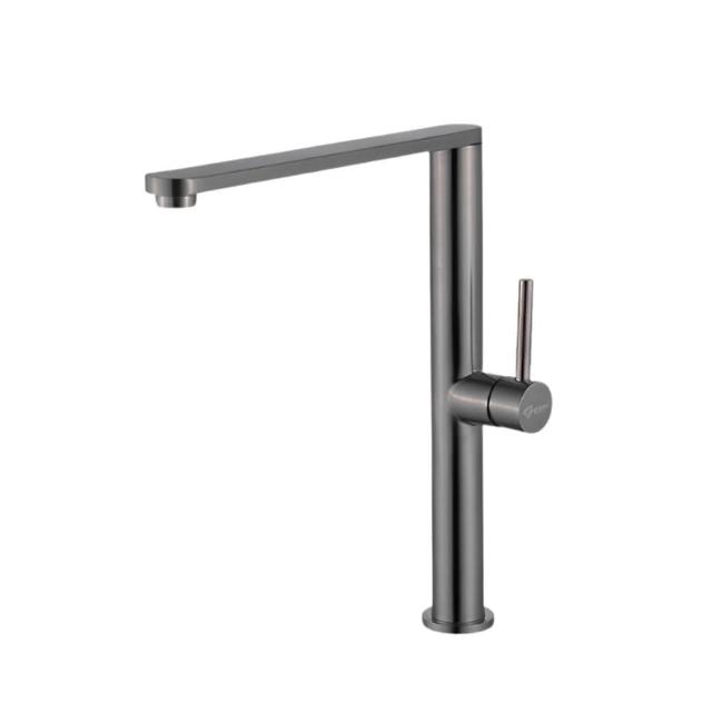 【GESAI 格賽】槍灰304不鏽鋼兩用檯面龍頭B-10127-LT5(可配合安裝兩用龍頭/洗手台龍頭/RO龍頭/檯面龍頭)