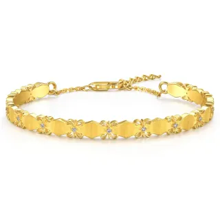 【點睛品】復古鏤空 黃金鑽石手鐲