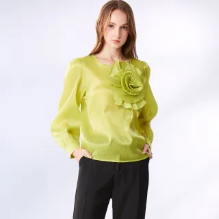 【GLORY21】網路獨賣款-etc.立體花朵水鑽造型上衣(綠色)