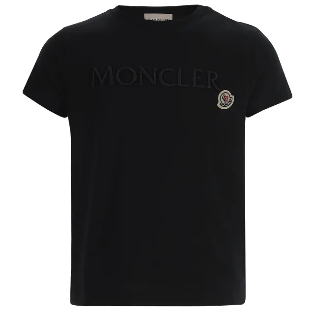【MONCLER】春夏新款 童裝 胸前刺繡英文名&左臂品牌LOGO 短袖T恤-黑色(14A)