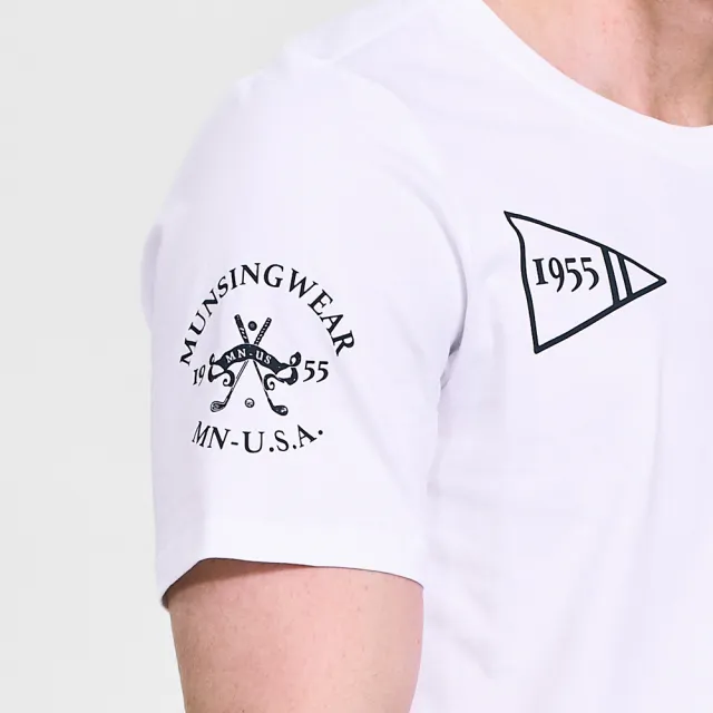 【Munsingwear】企鵝牌 男款白色企鵝高爾夫圖案復刻純棉舒適經典百搭短袖T SHIRT MGVL2507