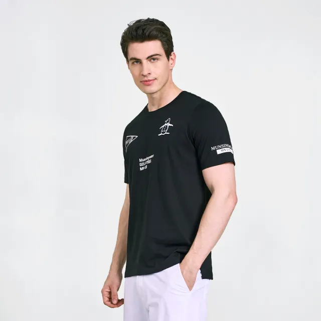 【Munsingwear】企鵝牌 男款黑色企鵝高爾夫圖案復刻純棉舒適經典百搭短袖T SHIRT MGVL2507