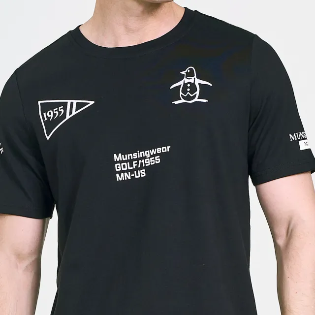 【Munsingwear】企鵝牌 男款黑色企鵝高爾夫圖案復刻純棉舒適經典百搭短袖T SHIRT MGVL2507