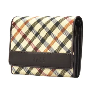 【DAKS】經典英倫斜格紋壓釦三折短夾(深咖啡色)