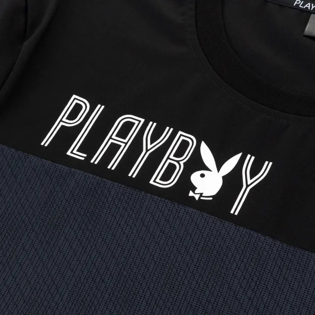 【PLAYBOY】天絲輕量涼感拼接上衣(黑色)