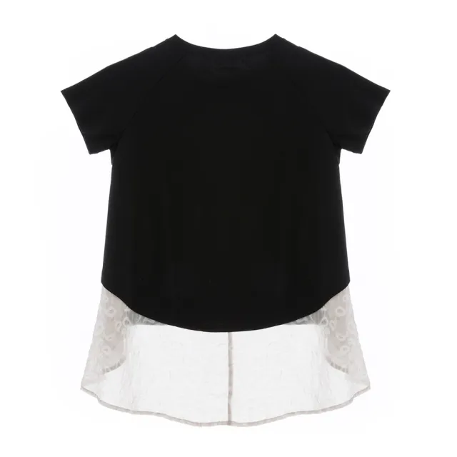 【PLAYBOY】寬鬆塗鴉雪紡拼接上衣(黑色)