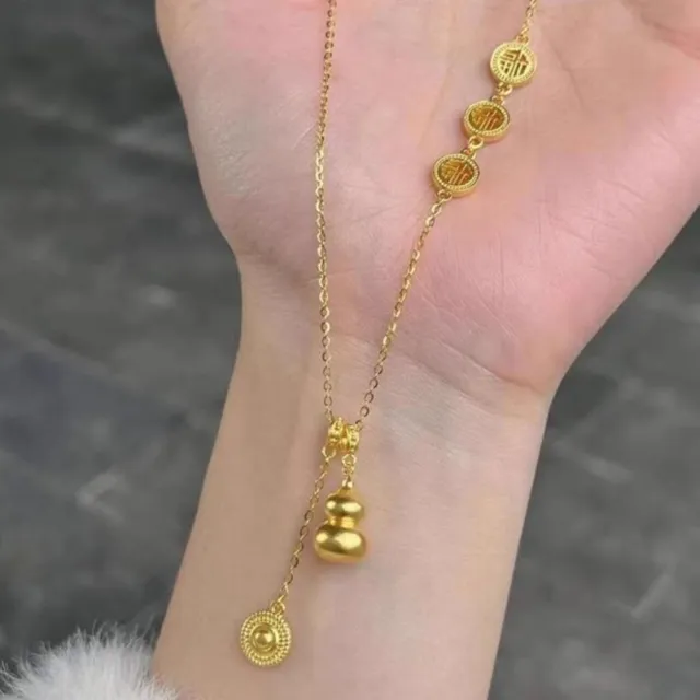 【Penny珮妮】越南沙金葫蘆福祿疊戴項鍊毛衣鏈(母親節 送女友 交換禮物  生日禮 情人節 尾牙 新年 結婚)