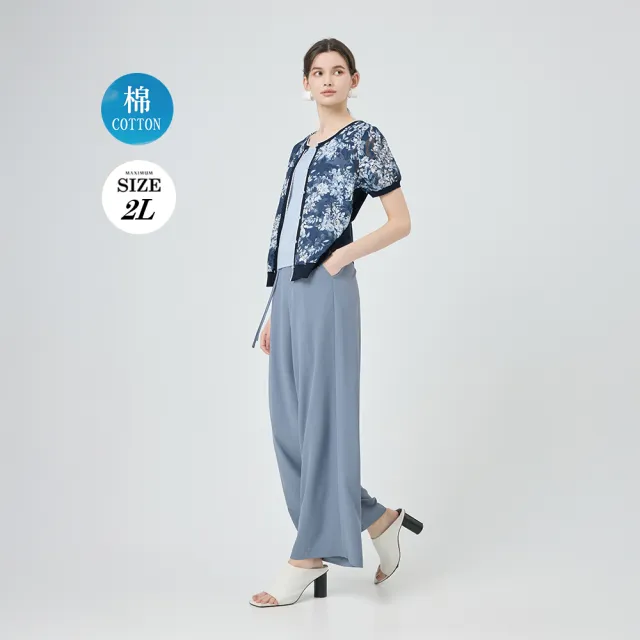 【ILEY 伊蕾】雪紡拼接棉質假兩件針織上衣(兩色；M-2L；1251405403)