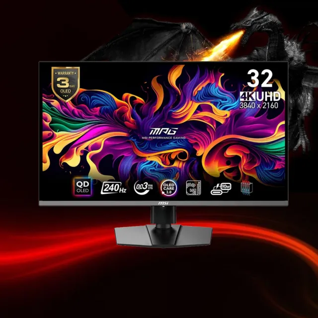 【MSI 微星】MPG 321URX QD-OLED 32型 UHD 240Hz 4K 電競螢幕(0.03ms/ClearMR 13000)