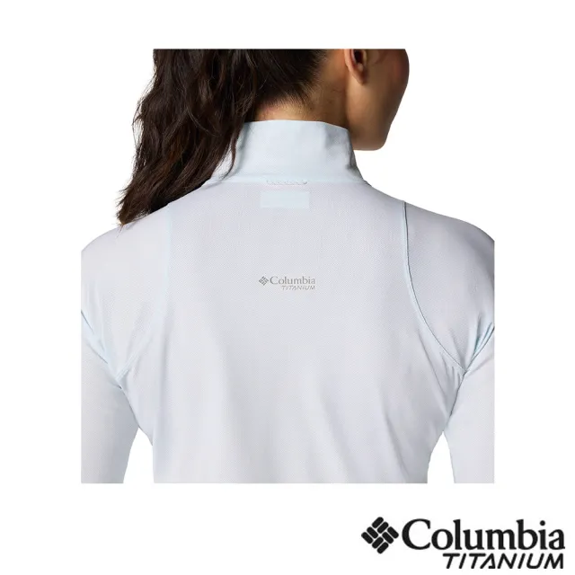 【Columbia 哥倫比亞】女款-超防曬UPF50酷涼快排半開襟長上衣-白色(UAR59820WT/JS)