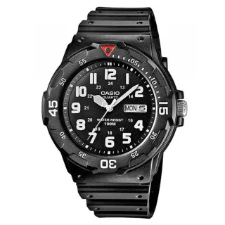 【CASIO 卡西歐】MRW-200H-1B 潛水風格 防水100米指針錶(運動 當兵 學生 錶徑約4.46公分)