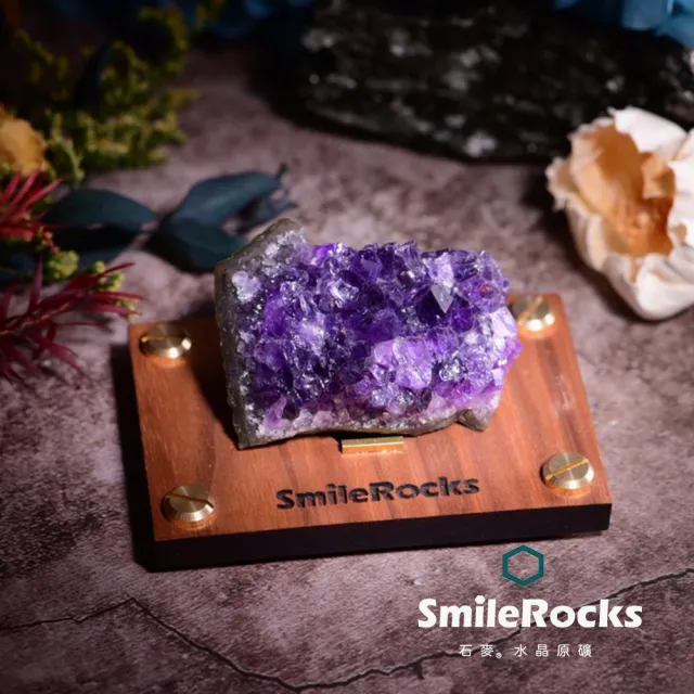 【SmileRocks 石麥】石麥水晶原礦 紫水晶片原礦No.104510406(SmilePad 6X9底板)