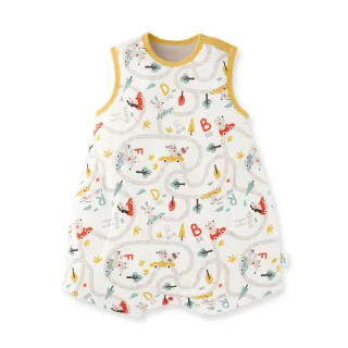 【mamaway 媽媽餵】抗菌防踢被 森林碰碰車 釦子款 薄款0-24M(嬰幼兒防踢背心)