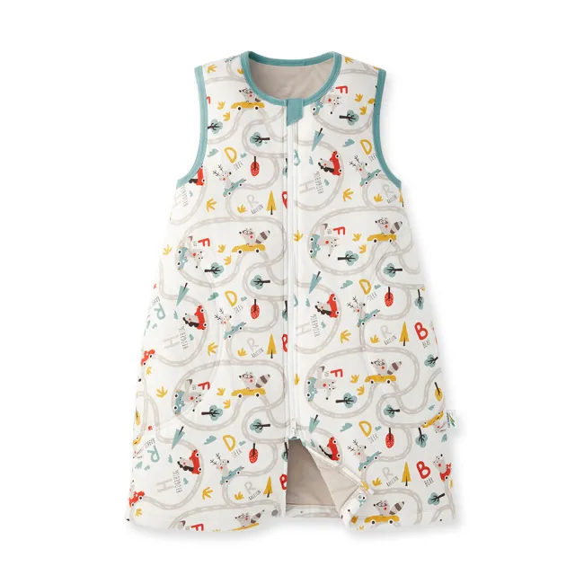 【mamaway 媽媽餵】抗菌防踢被 森林碰碰車 拉鍊款 薄款3Y以上(嬰幼兒防踢背心)