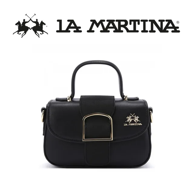 【LA MARTINA】雙11 義大利原裝進口 頂級皮革手提包肩背包 1256T(黑色)