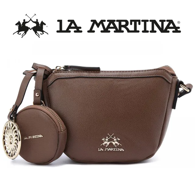 【LA MARTINA】雙11 義大利原裝進口 頂級皮革肩背包 1294T(咖啡色)