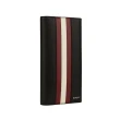 【BALLY】Mythos 紅白條紋再生牛皮對開二折長夾(黑色)