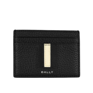 【BALLY】Ribbon 黑白條紋牛皮4卡卡片夾/名片夾(黑色)