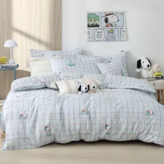 【HOYACASA  禾雅寢具】吸濕排汗天絲兩用被床包四件組雙人-史努比聯名系列-水樂園
