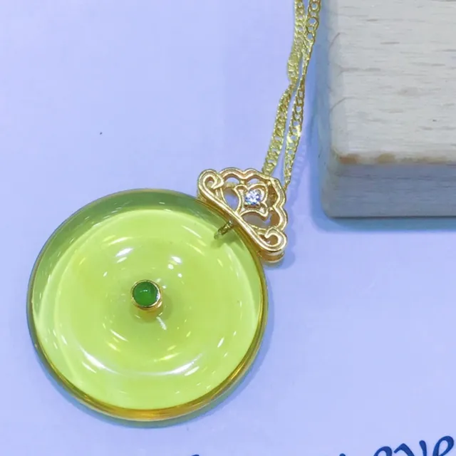 【勝弘珠寶】多明尼加藍珀平安扣項鍊