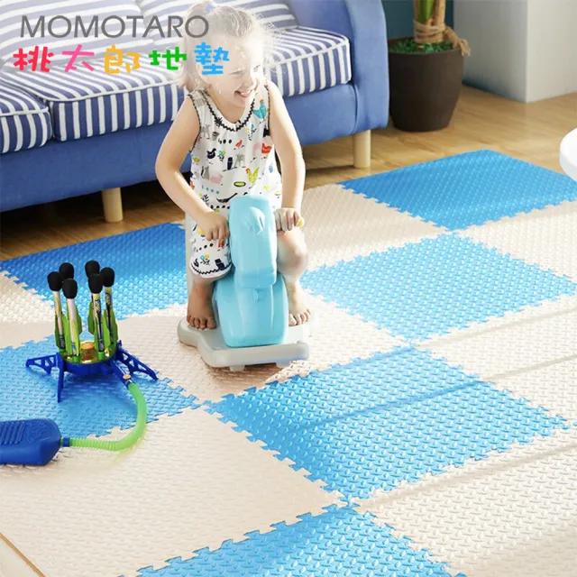 【MOMOTARO 桃太郎地墊】微NG福利品台灣製極厚2.5CM拼接超Q樹葉紋32x32無毒防滑巧拼地墊(64片裝-約1.8坪)