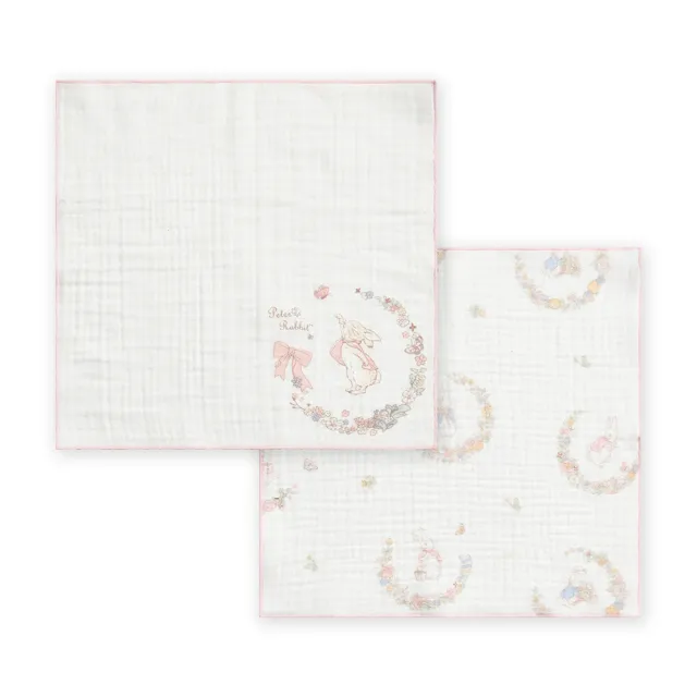 【奇哥】比得兔天絲三層紗布方巾3入 30×30cm(紗布巾 方巾 口水巾 餵奶巾 洗臉巾 拍嗝巾)