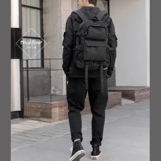 【MoodRiver】雙肩背包 後背包 筆電後背包 旅行背包 男生背包(防潑水 寬肩帶 胸前扣 多隔層 大 